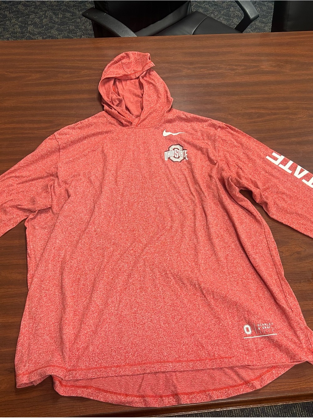 Nike Ohio State Buckeyes Hoodie Mens XXL Red Dri Fit Long Sleeve Pullover